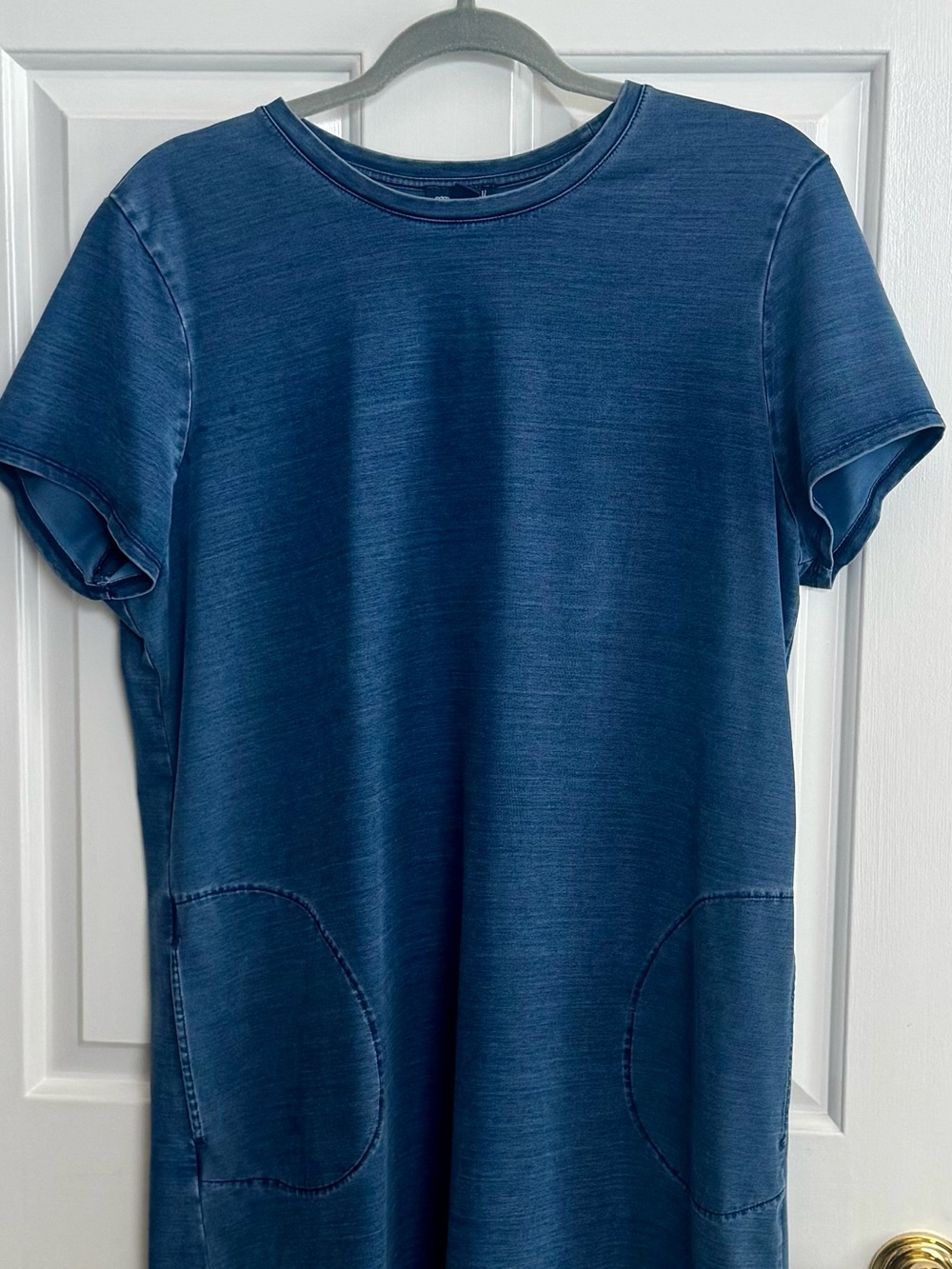 J Jill indigo PURE JILL Stretch Denim Knee Length Dress Petite Sz L TEMP SALE!
